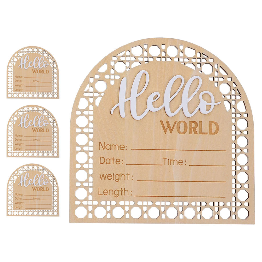 Baby Nursery Unisex - 4Pcs Baby Birth Announcement Wooden Signs