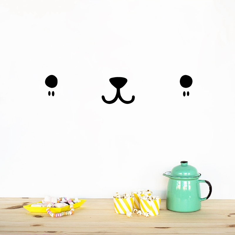 Baby Nursery Wall Mural - Cute Kawaii Face Wall Art Decal