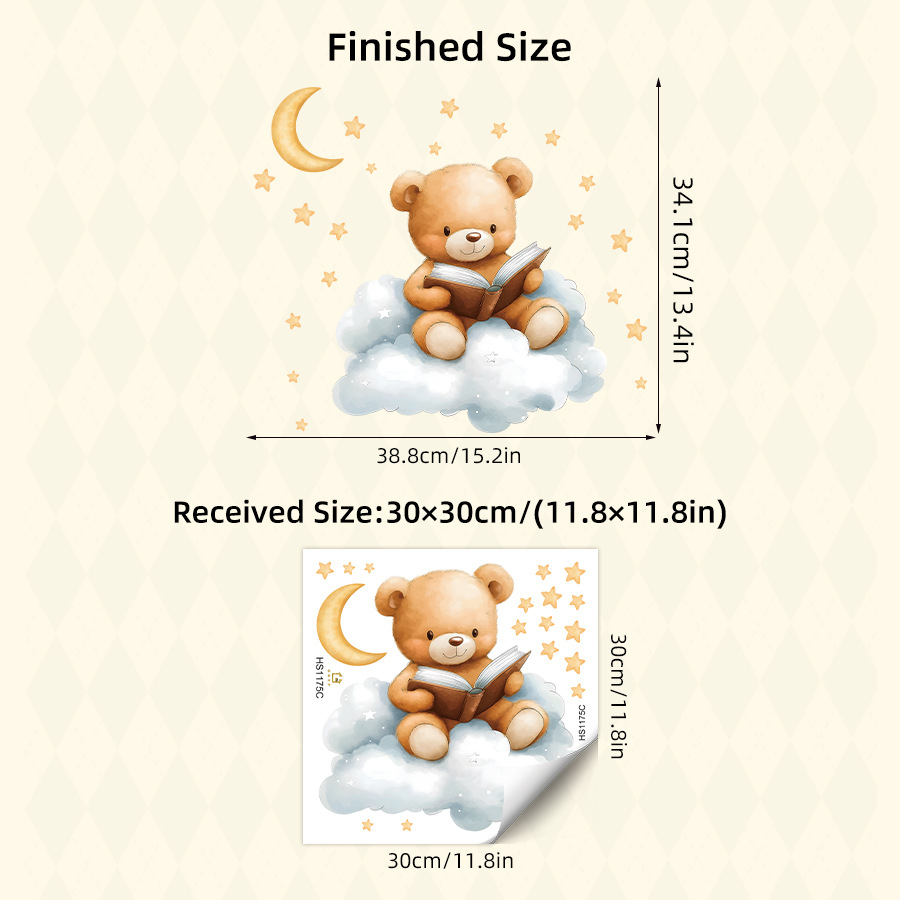 Cute Bear Moon Star Wall Stick – Baby Nursery Wallpaper Girl Bewertung und Preis