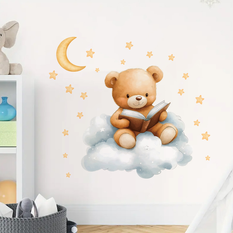 Cute Bear Moon Star Wall Stick – Baby Nursery Wallpaper Girl Bewertung und Preis