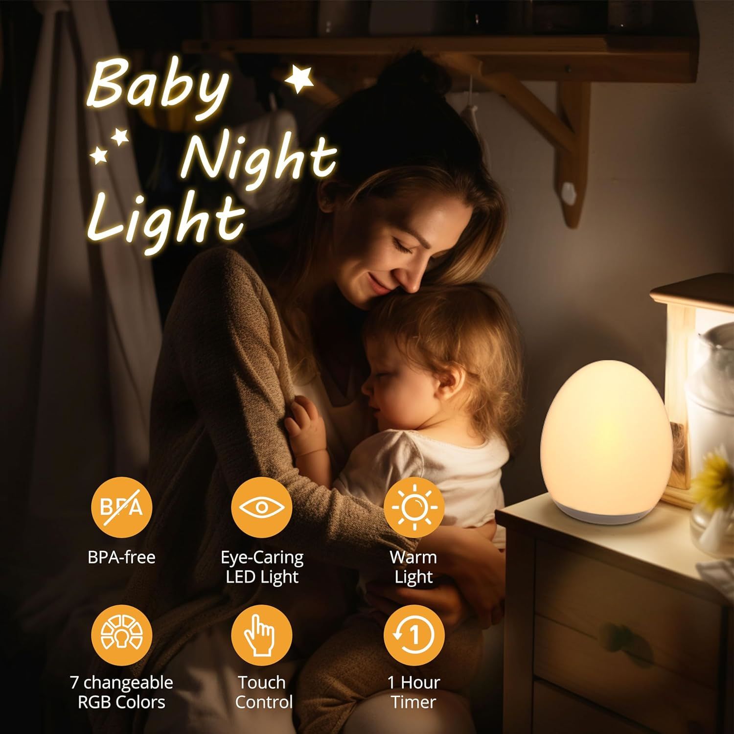 LED Dimmable Bedside Lamp Rech – Baby Nursery Egg Light Bewertung und Preis
