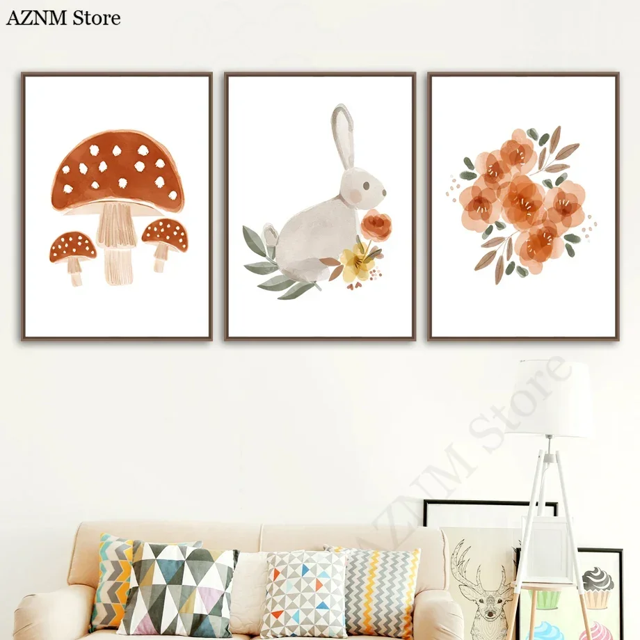 Watercolor Flower Rabbit Bird  – Baby Nursery Wall Mural Bewertung und Preis