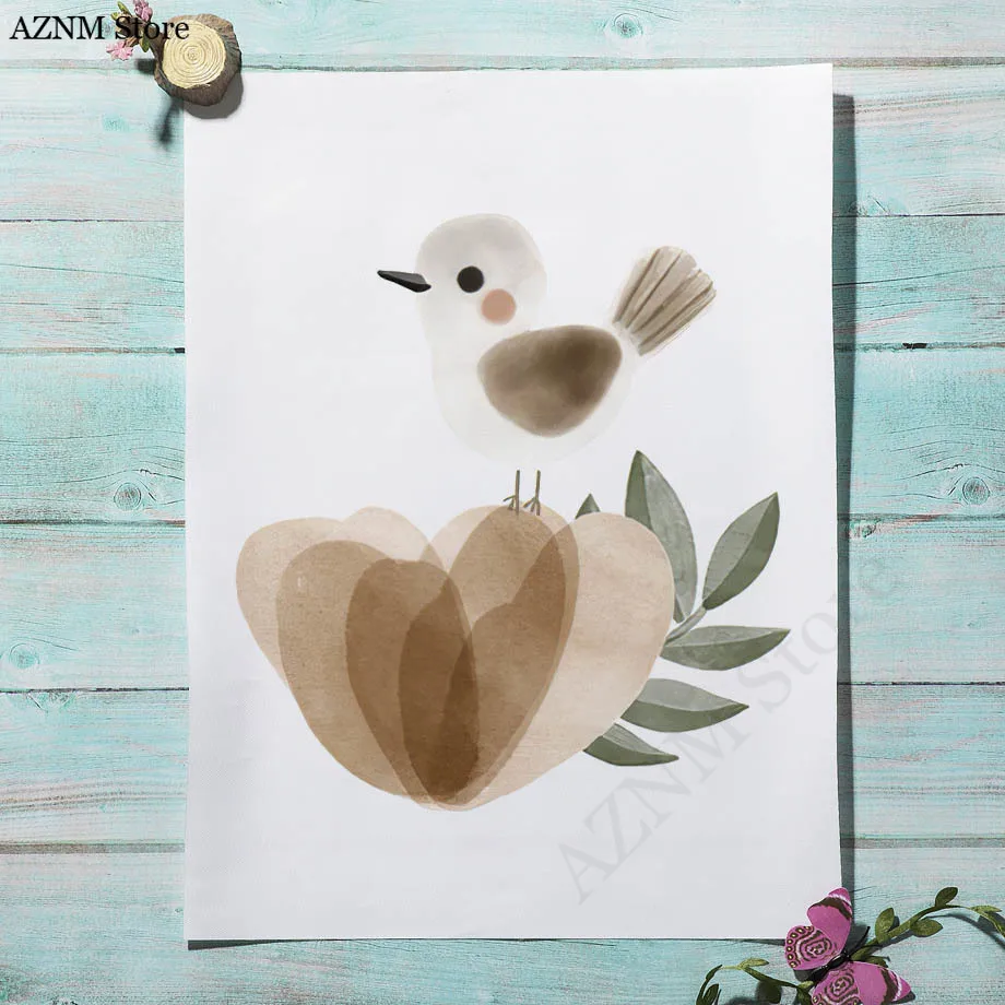 Watercolor Flower Rabbit Bird  – Baby Nursery Wall Mural Bewertung und Preis