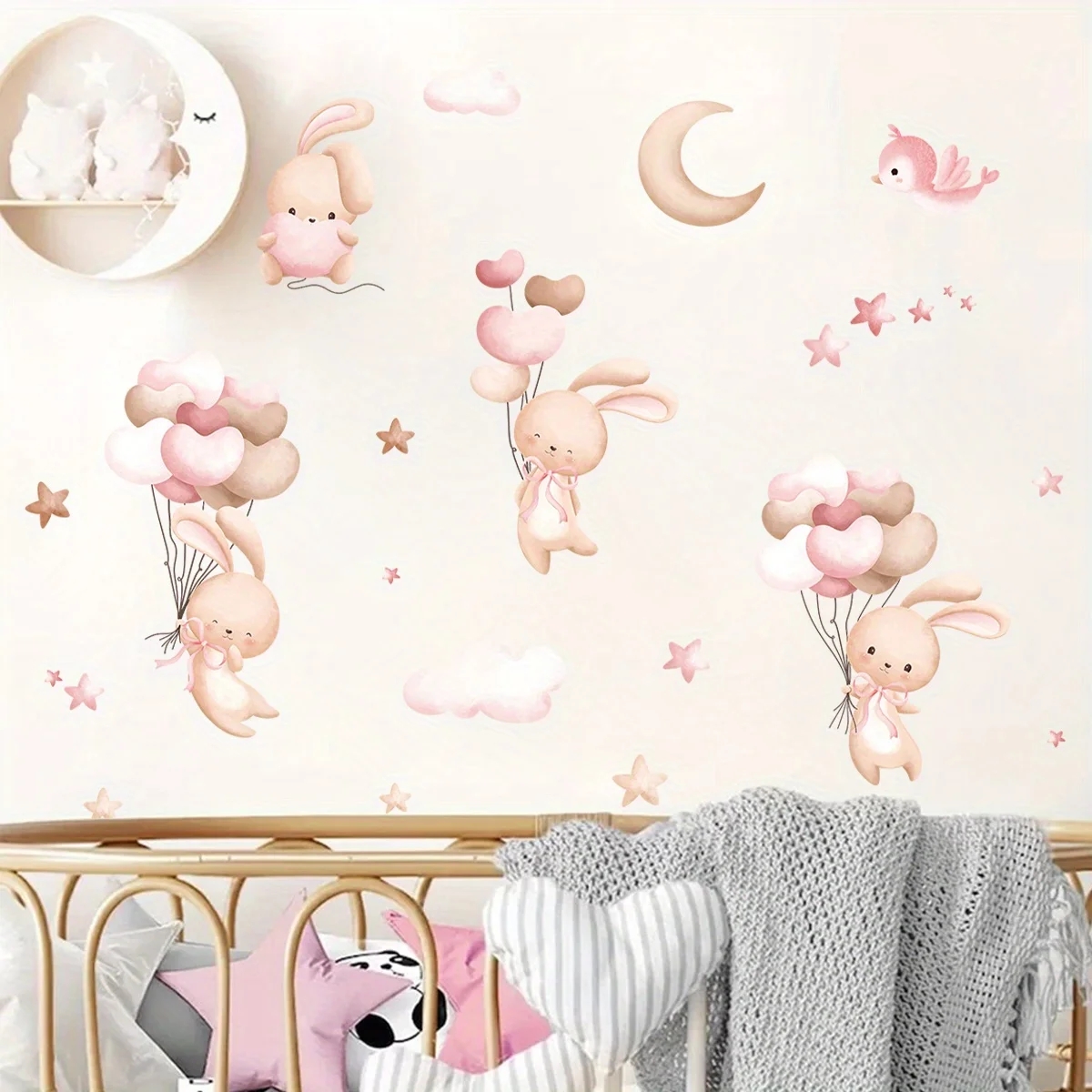 Cute Rabbit Balloon Wall Stick – Baby Nursery Wallpaper Girl Bewertung und Preis