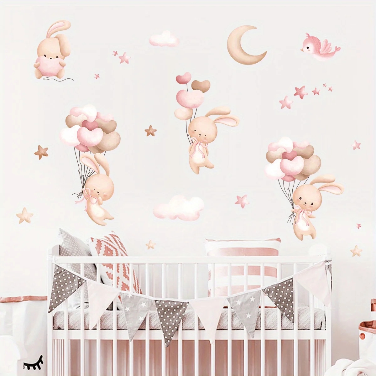 Cute Rabbit Balloon Wall Stick – Baby Nursery Wallpaper Girl Bewertung und Preis
