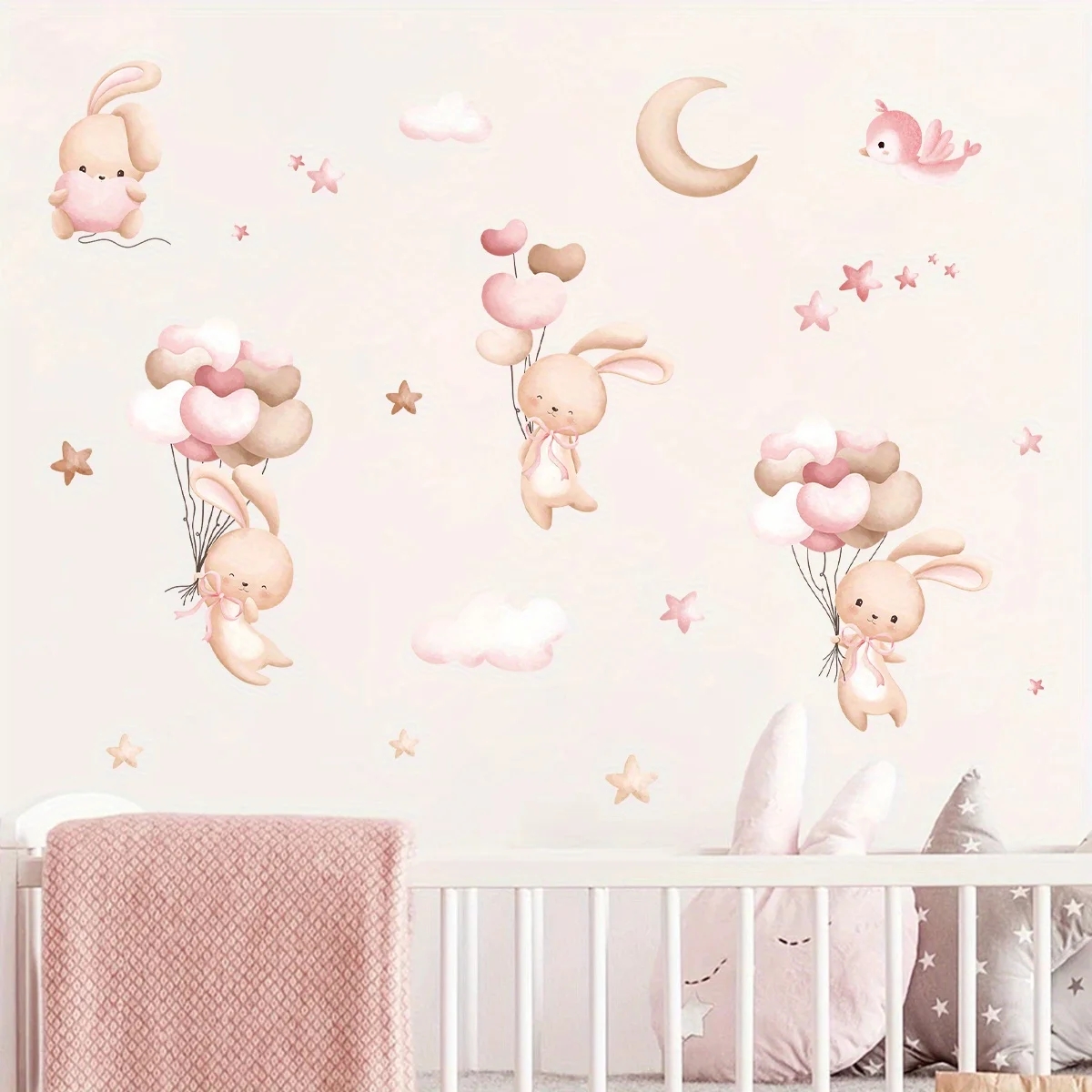 Cute Rabbit Balloon Wall Stick – Baby Nursery Wallpaper Girl Bewertung und Preis