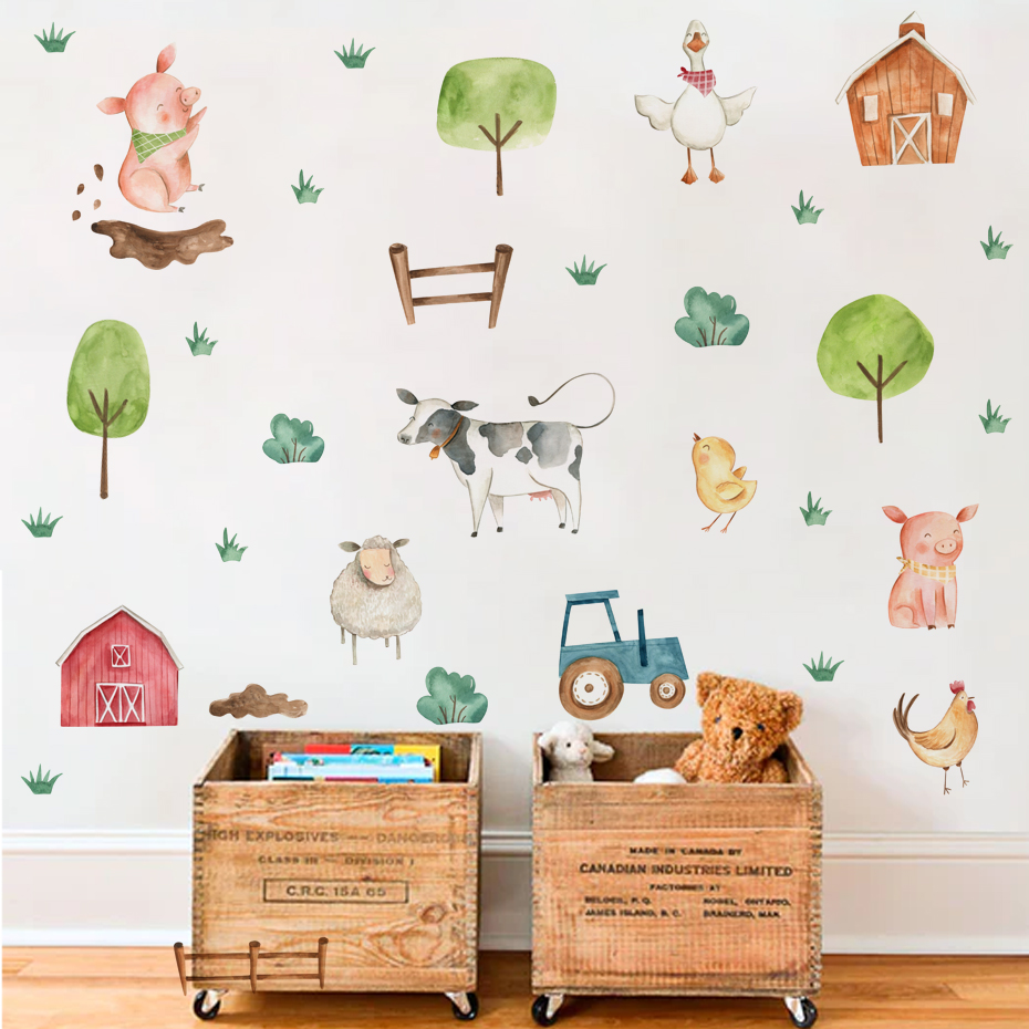 Boho Watercolor Cute Farm Anim – Baby Nursery Wall Mural Bewertung und Preis