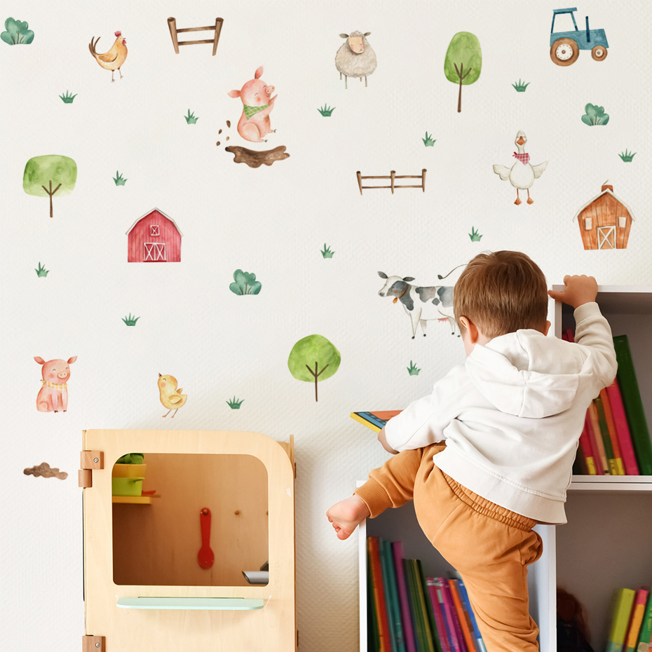 Boho Watercolor Cute Farm Anim – Baby Nursery Wall Mural Bewertung und Preis