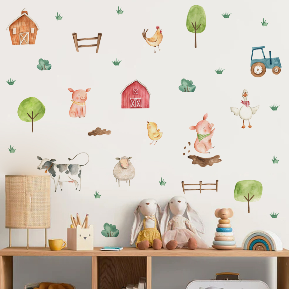 Boho Watercolor Cute Farm Anim – Baby Nursery Wall Mural Bewertung und Preis