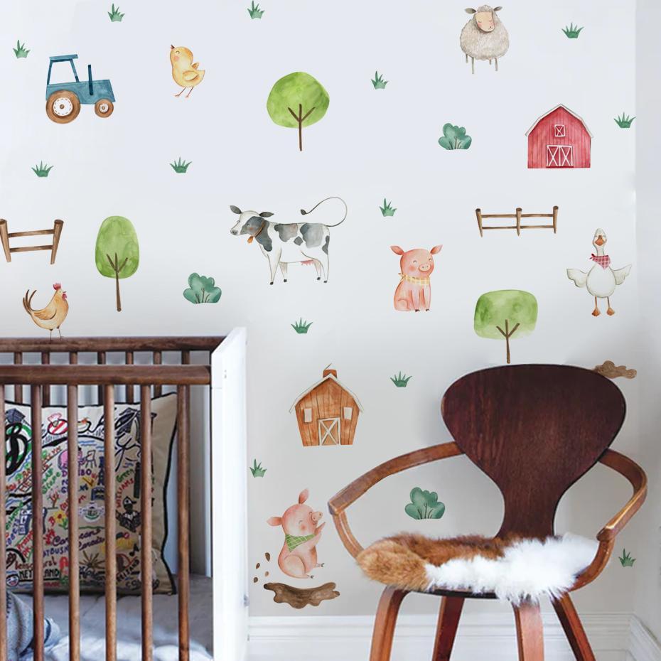 Boho Watercolor Cute Farm Anim – Baby Nursery Wall Mural Bewertung und Preis