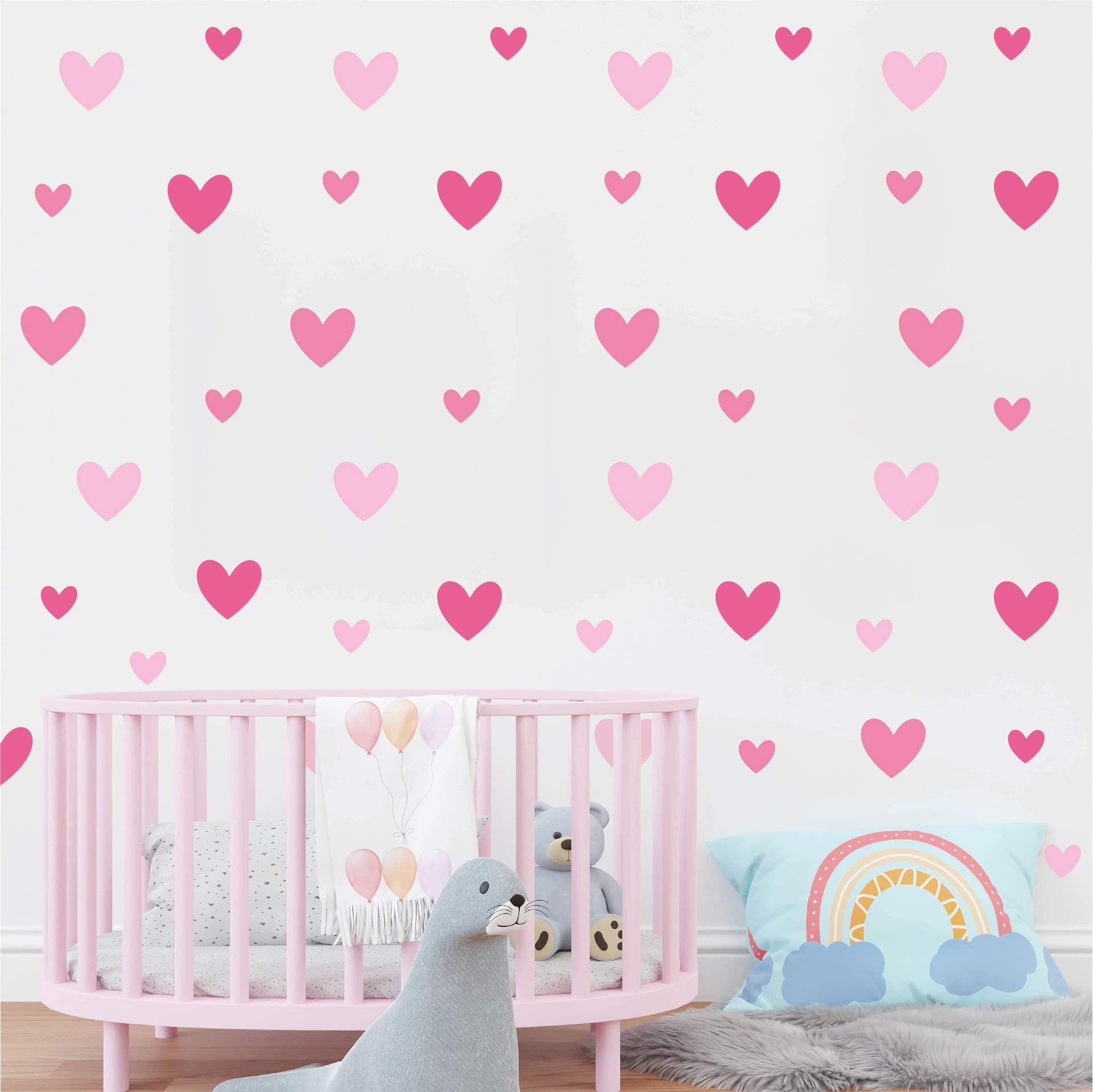 170pcs=10 Sheets Pink Heart Wa – Baby Nursery Wallpaper Girl Bewertung und Preis