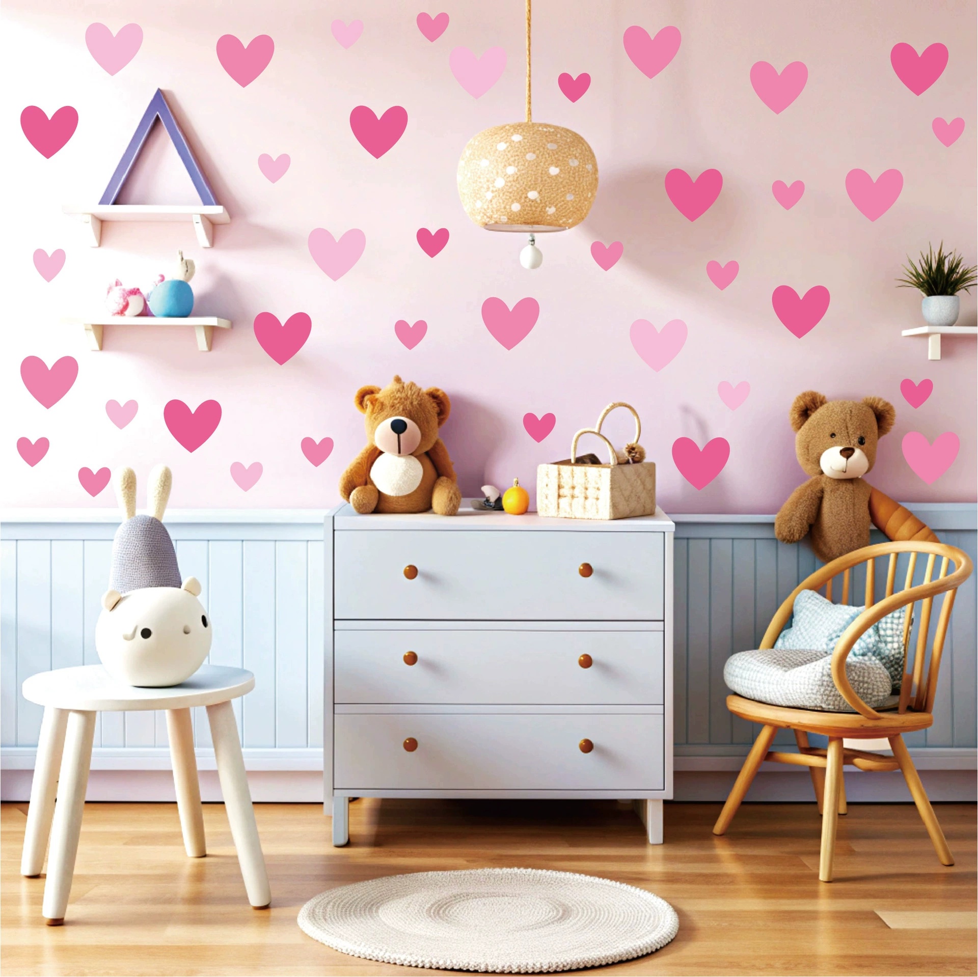 170pcs=10 Sheets Pink Heart Wa – Baby Nursery Wallpaper Girl Bewertung und Preis