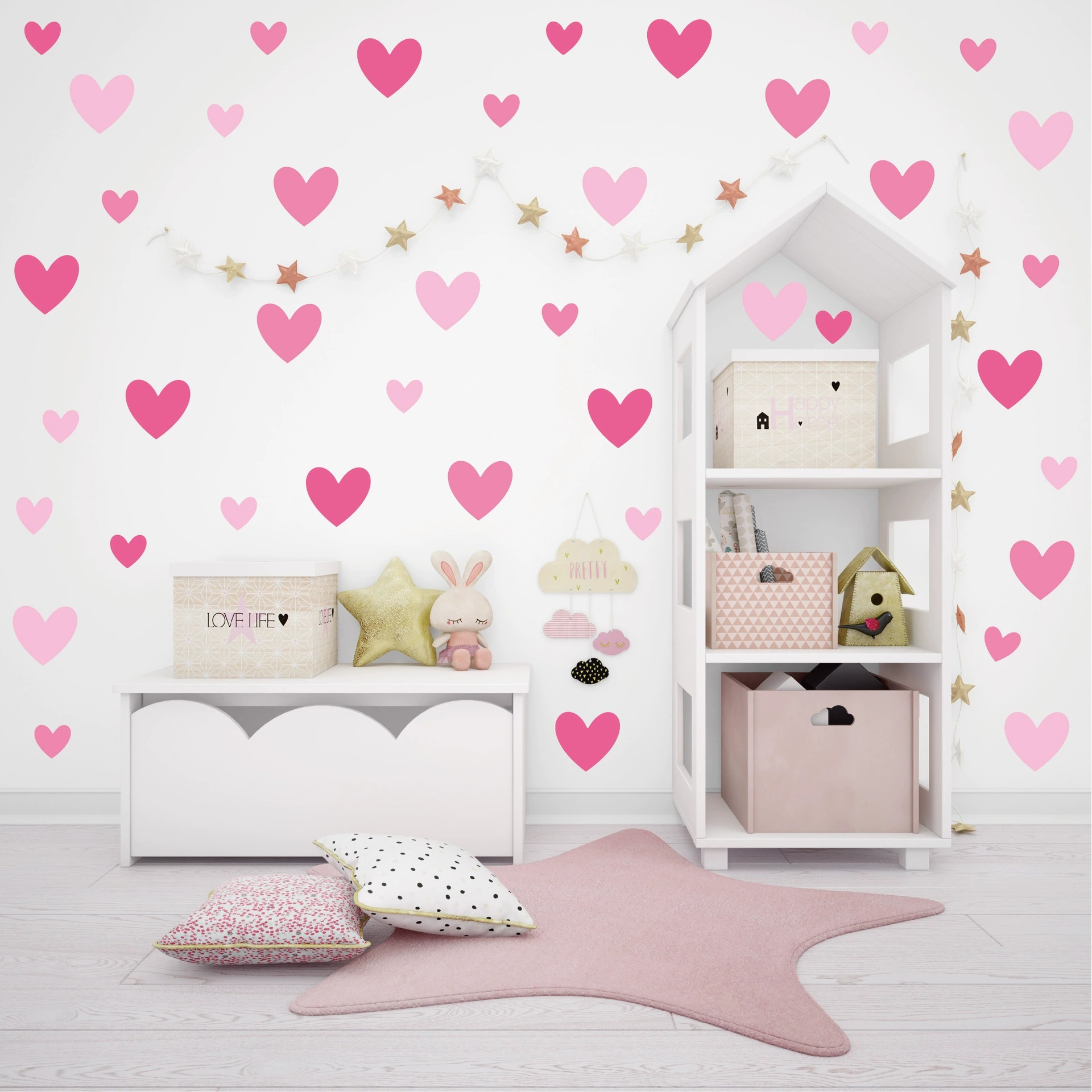 170pcs=10 Sheets Pink Heart Wa – Baby Nursery Wallpaper Girl Bewertung und Preis
