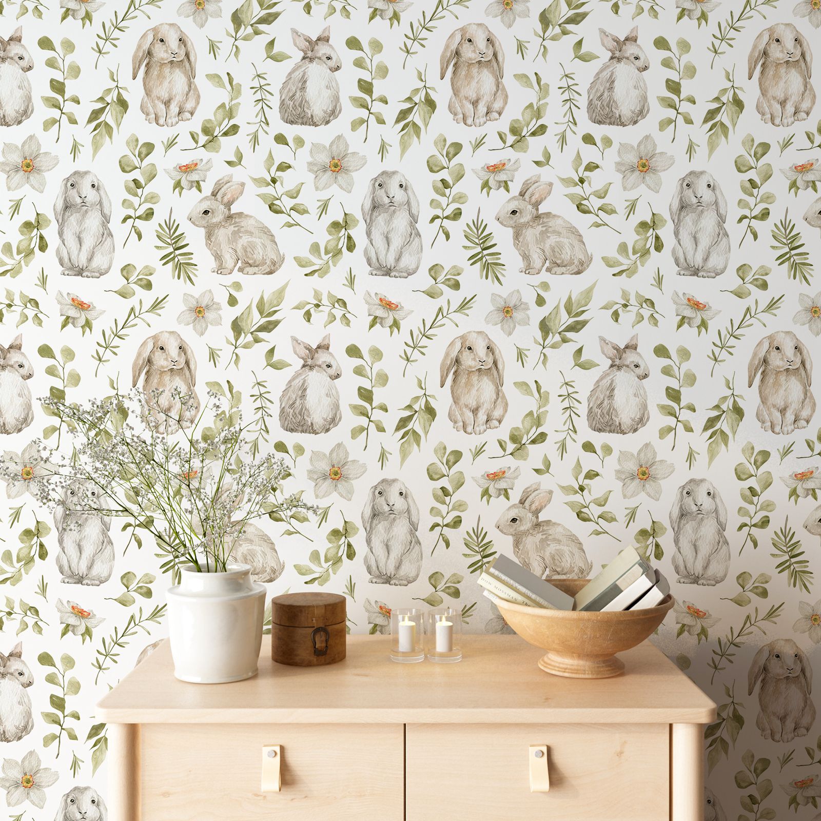 Bunny Wallpaper Kids Room Wall – Baby Nursery Wallpaper Girl Bewertung und Preis