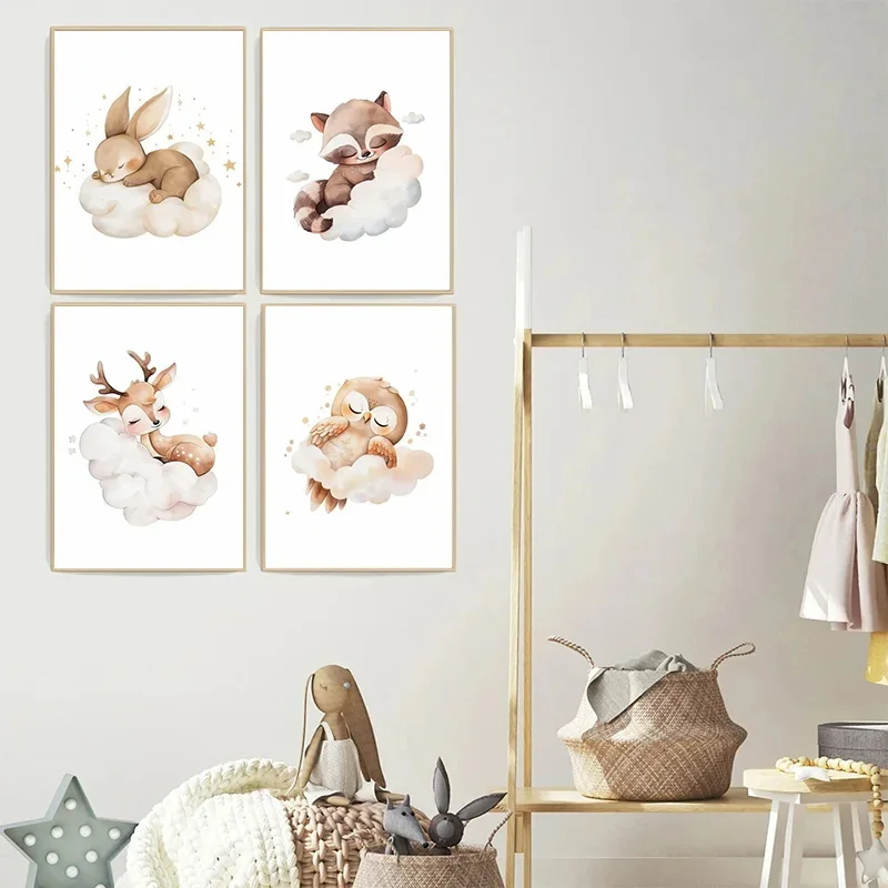 Cartoon Cloud Animal Canvas Pa – Baby Nursery Wall Mural Bewertung und Preis