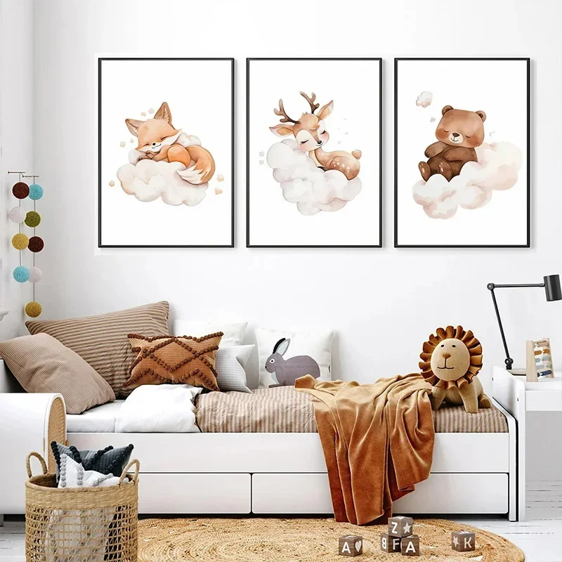 Cartoon Cloud Animal Canvas Pa – Baby Nursery Wall Mural Bewertung und Preis