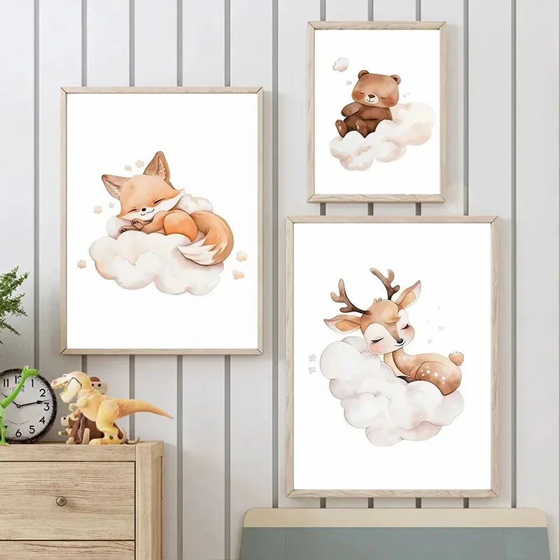 Cartoon Cloud Animal Canvas Pa – Baby Nursery Wall Mural Bewertung und Preis