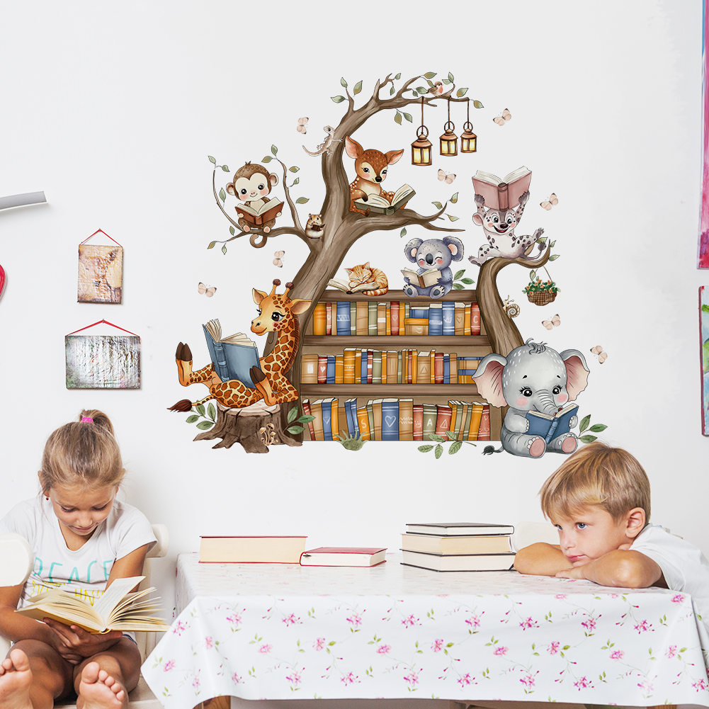 Cute Jungle Animals Reading Bo – Baby Nursery Wall Mural Bewertung und Preis