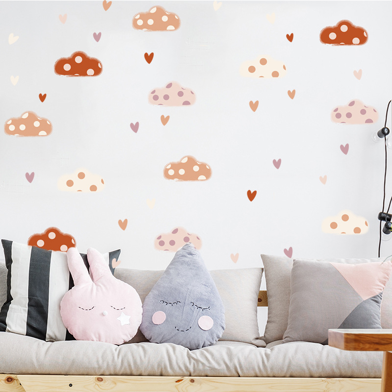Boho Style Clouds Heart Shape  – Baby Nursery Wall Mural Bewertung und Preis