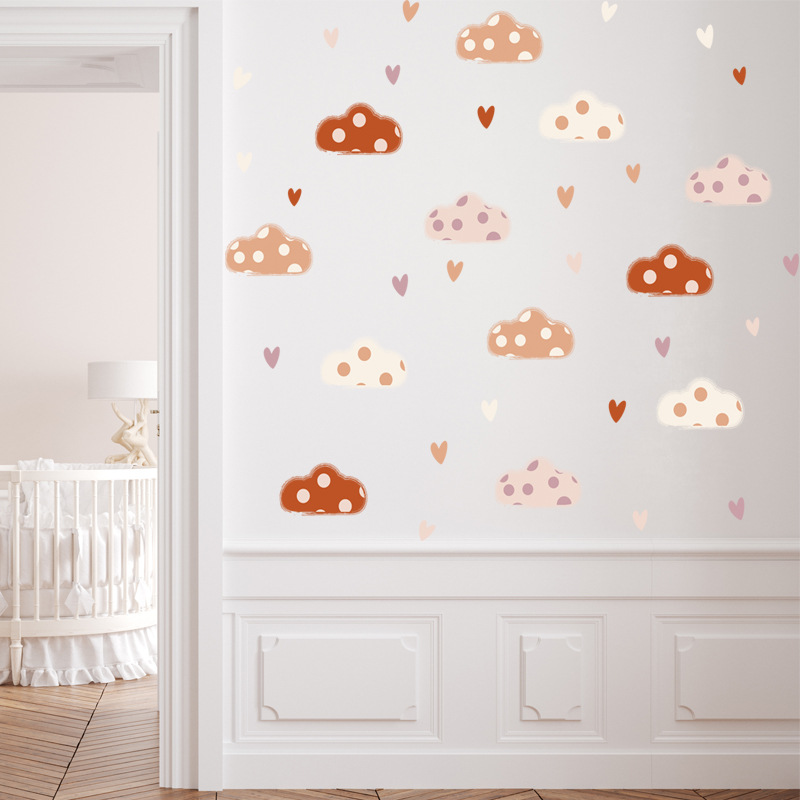Boho Style Clouds Heart Shape  – Baby Nursery Wall Mural Bewertung und Preis
