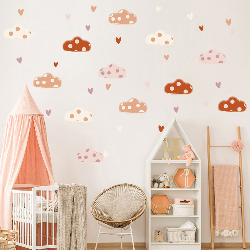 Boho Style Clouds Heart Shape  – Baby Nursery Wall Mural Bewertung und Preis