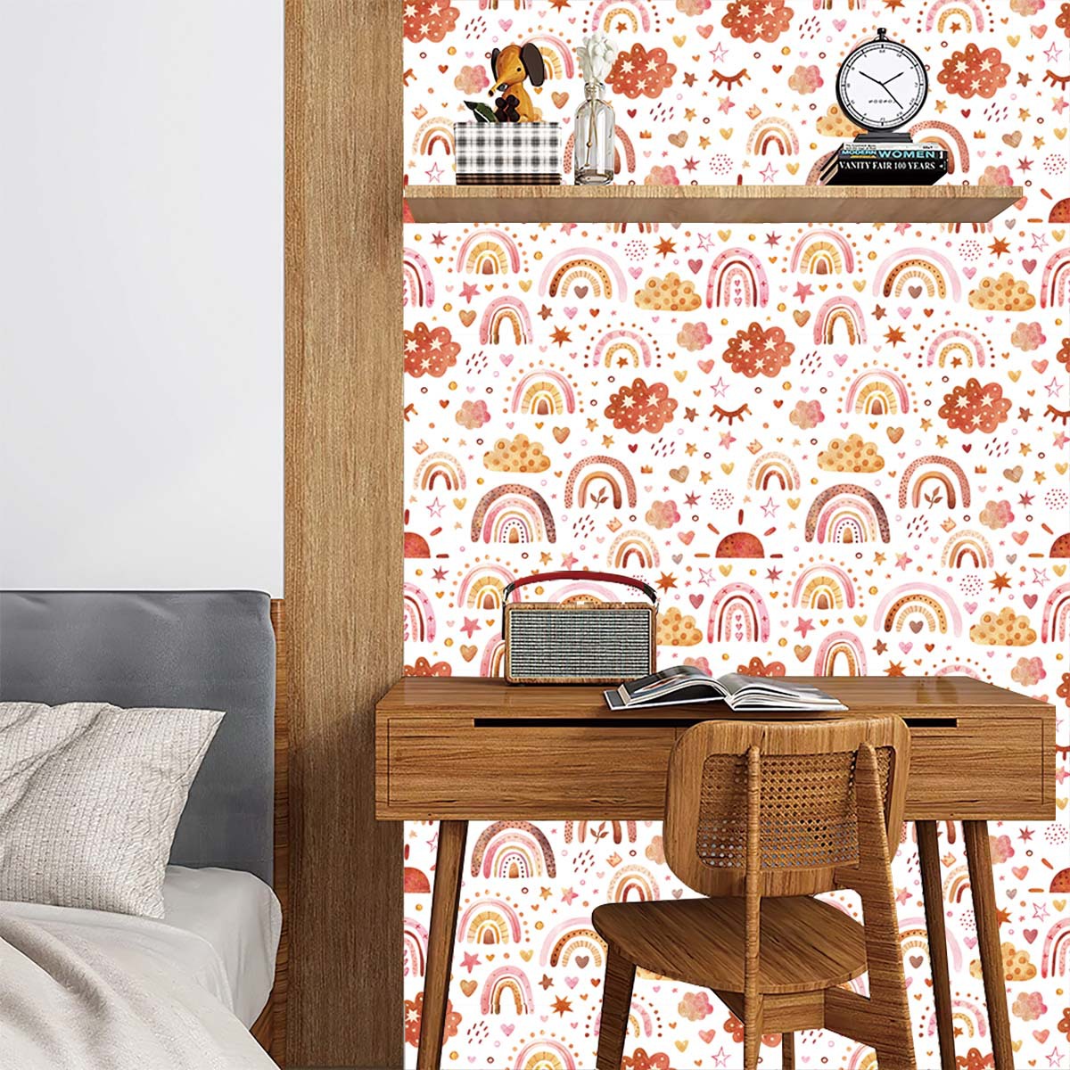 Rainbow Wallpaper Peel and Sti – Baby Nursery Wallpaper Girl Bewertung und Preis