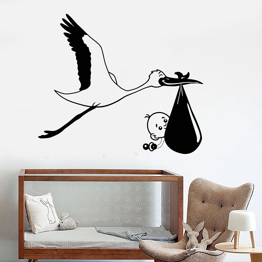 Wall Decal Stork Baby Bird Nur – Baby Nursery Wall Mural Bewertung und Preis