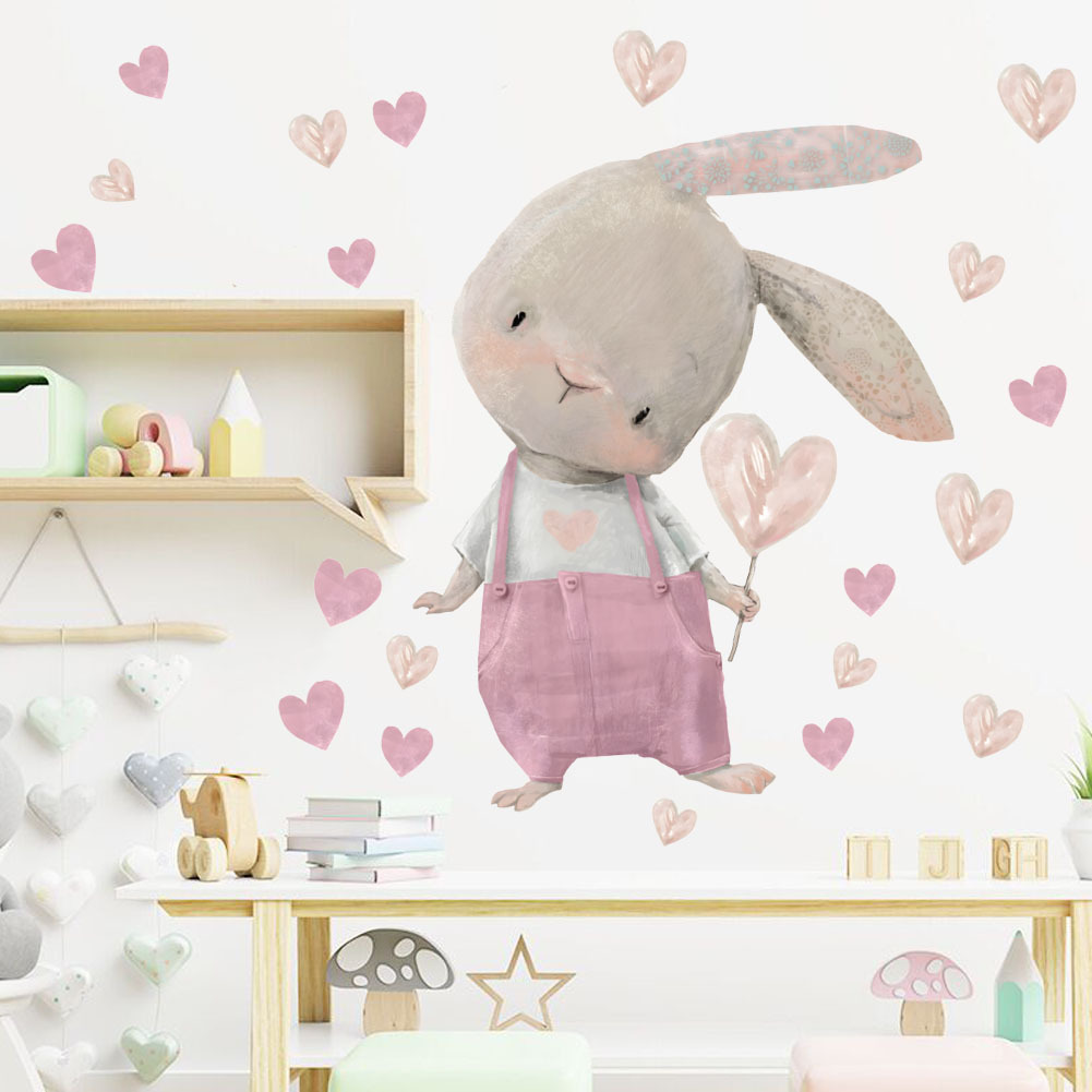 Cute Bunny Hearts Wall Sticker – Baby Nursery Wallpaper Girl Bewertung und Preis