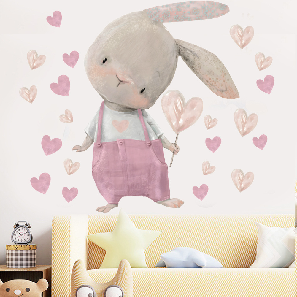 Cute Bunny Hearts Wall Sticker – Baby Nursery Wallpaper Girl Bewertung und Preis