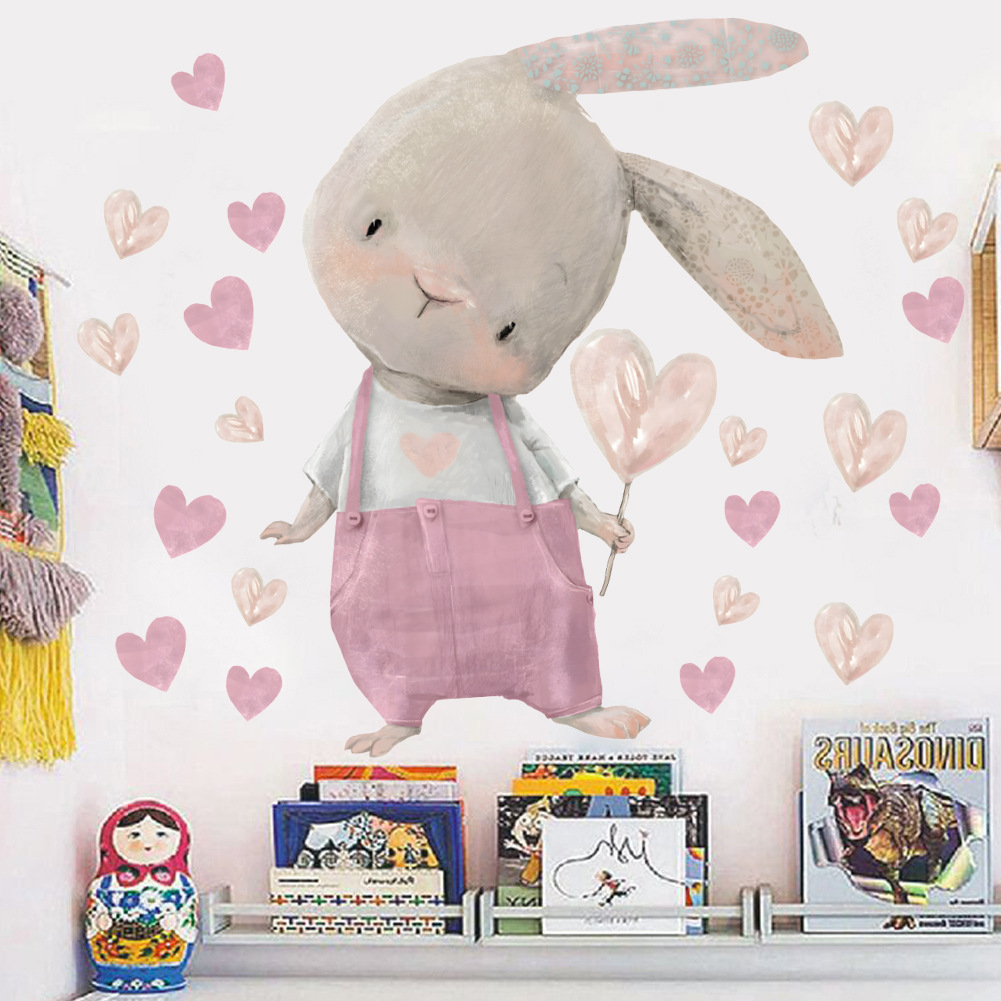 Cute Bunny Hearts Wall Sticker – Baby Nursery Wallpaper Girl Bewertung und Preis