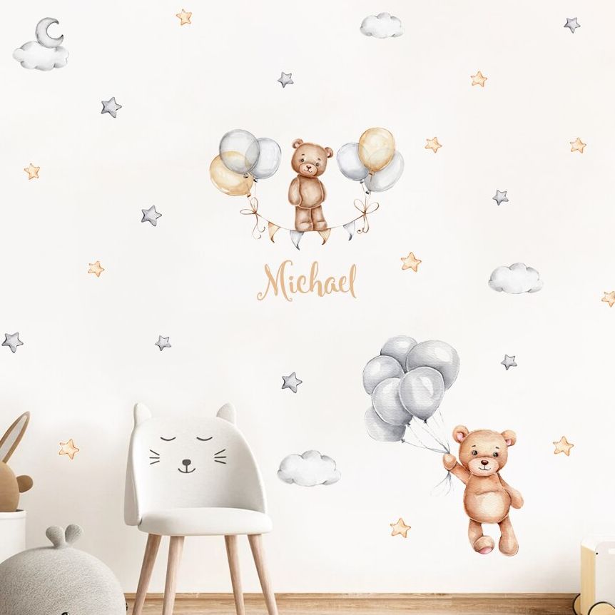 Custom Baby Name Bear Balloons – Baby Nursery Wall Mural Bewertung und Preis