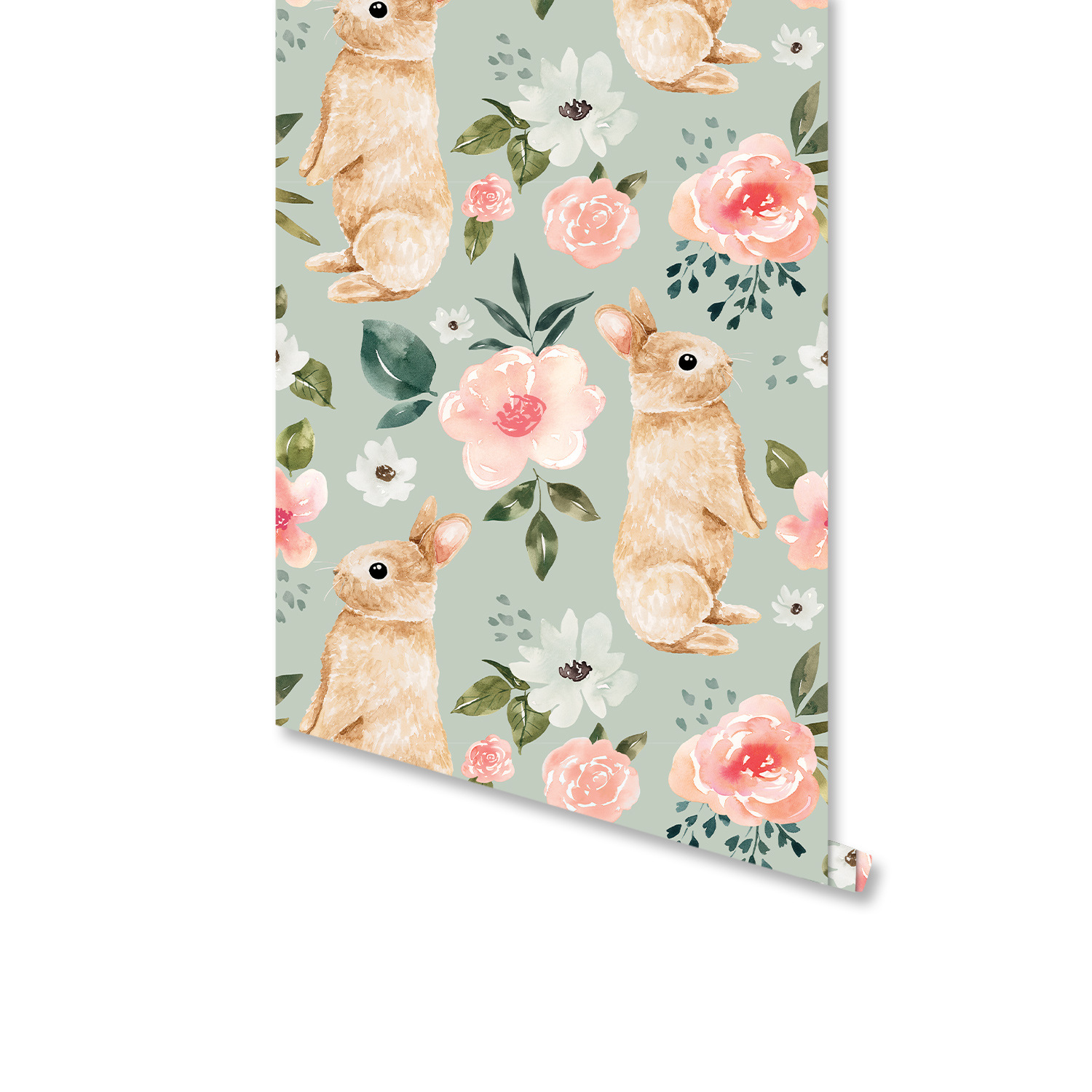 Sage Green Bunny Floral Wallpa – Baby Nursery Wallpaper Girl Bewertung und Preis