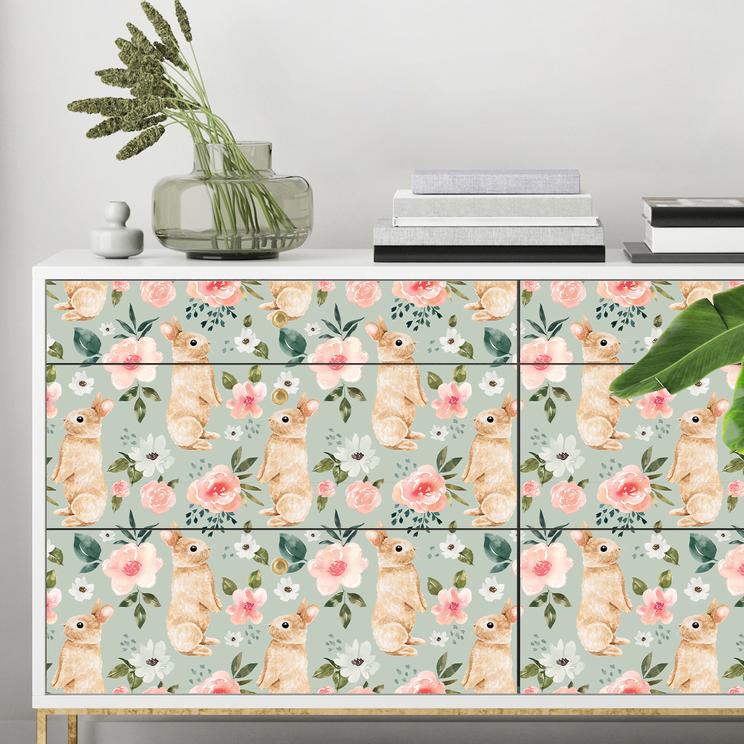 Sage Green Bunny Floral Wallpa – Baby Nursery Wallpaper Girl Bewertung und Preis