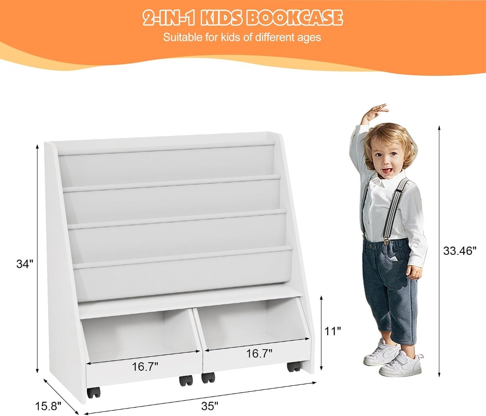 Kids Bookshelf with Two Movabl – Baby Nursery Books Bewertung und Preis