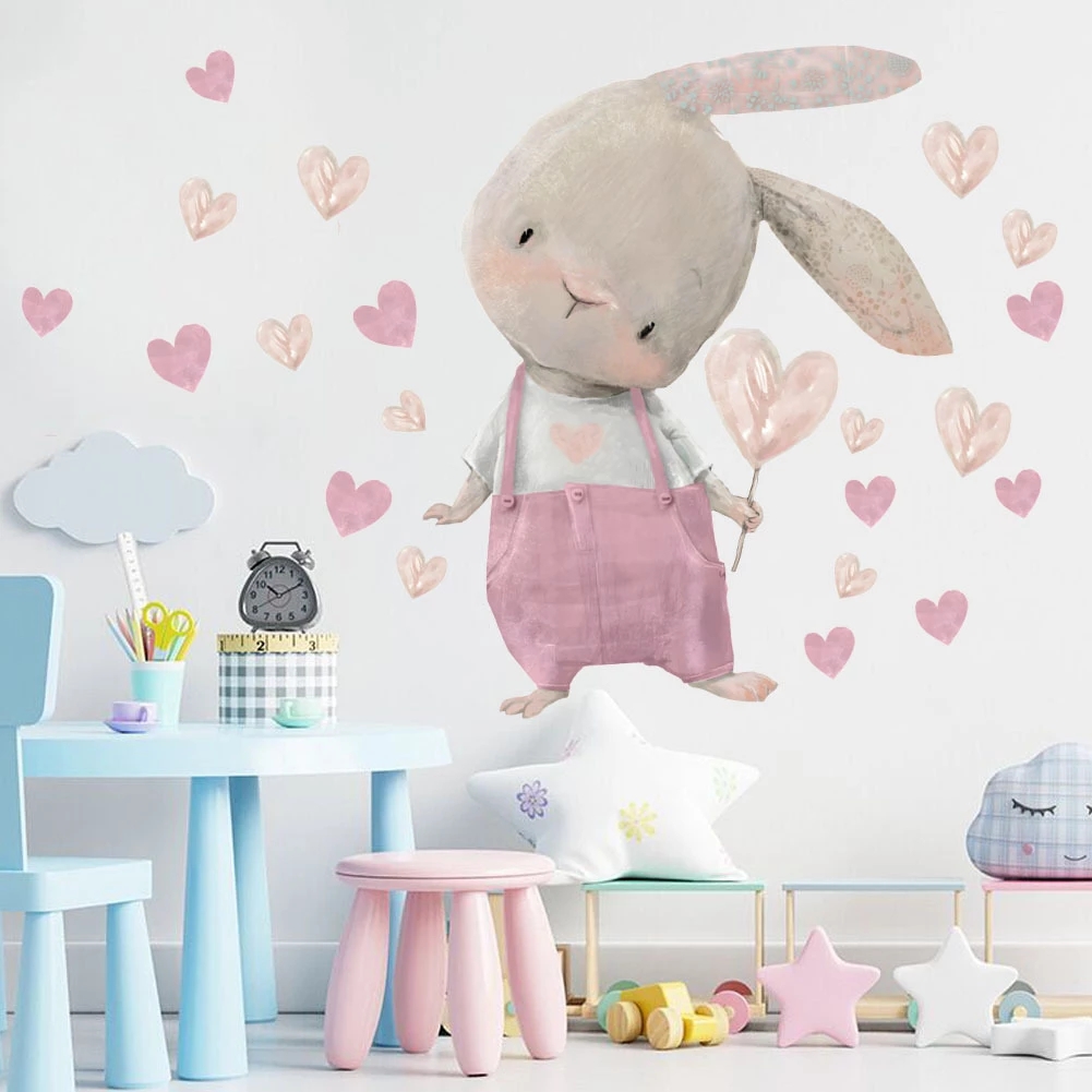 Cute Bunny Bear Star Wall Stic – Baby Nursery Wallpaper Girl Bewertung und Preis