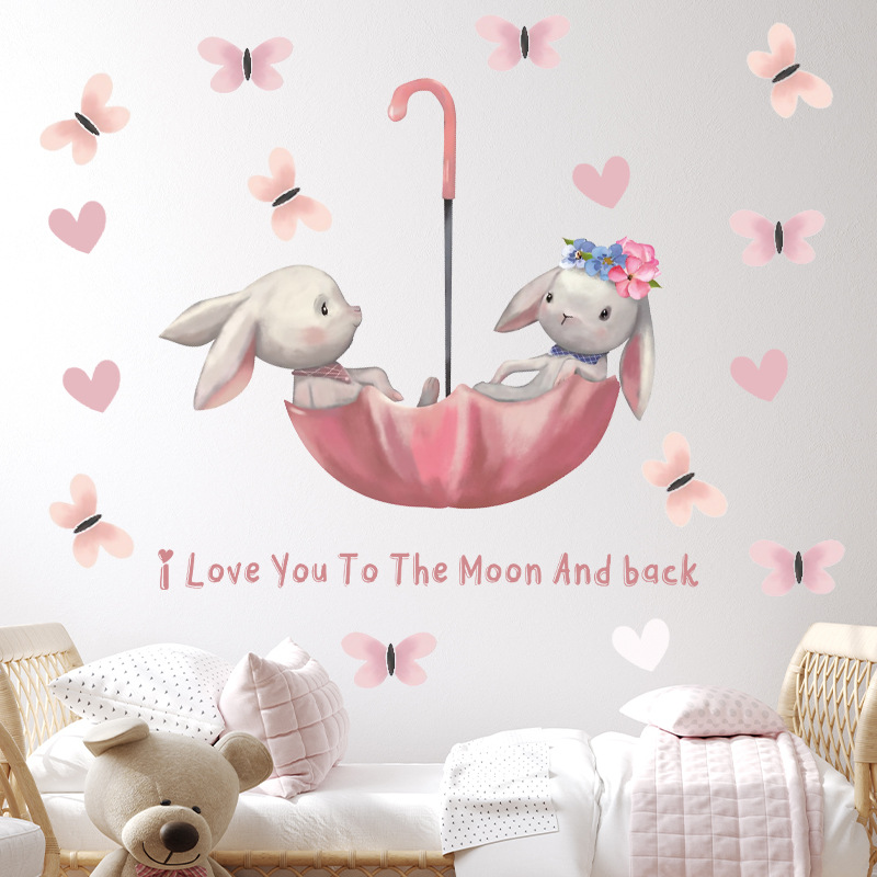 Cute Bunny Bear Star Wall Stic – Baby Nursery Wallpaper Girl Bewertung und Preis
