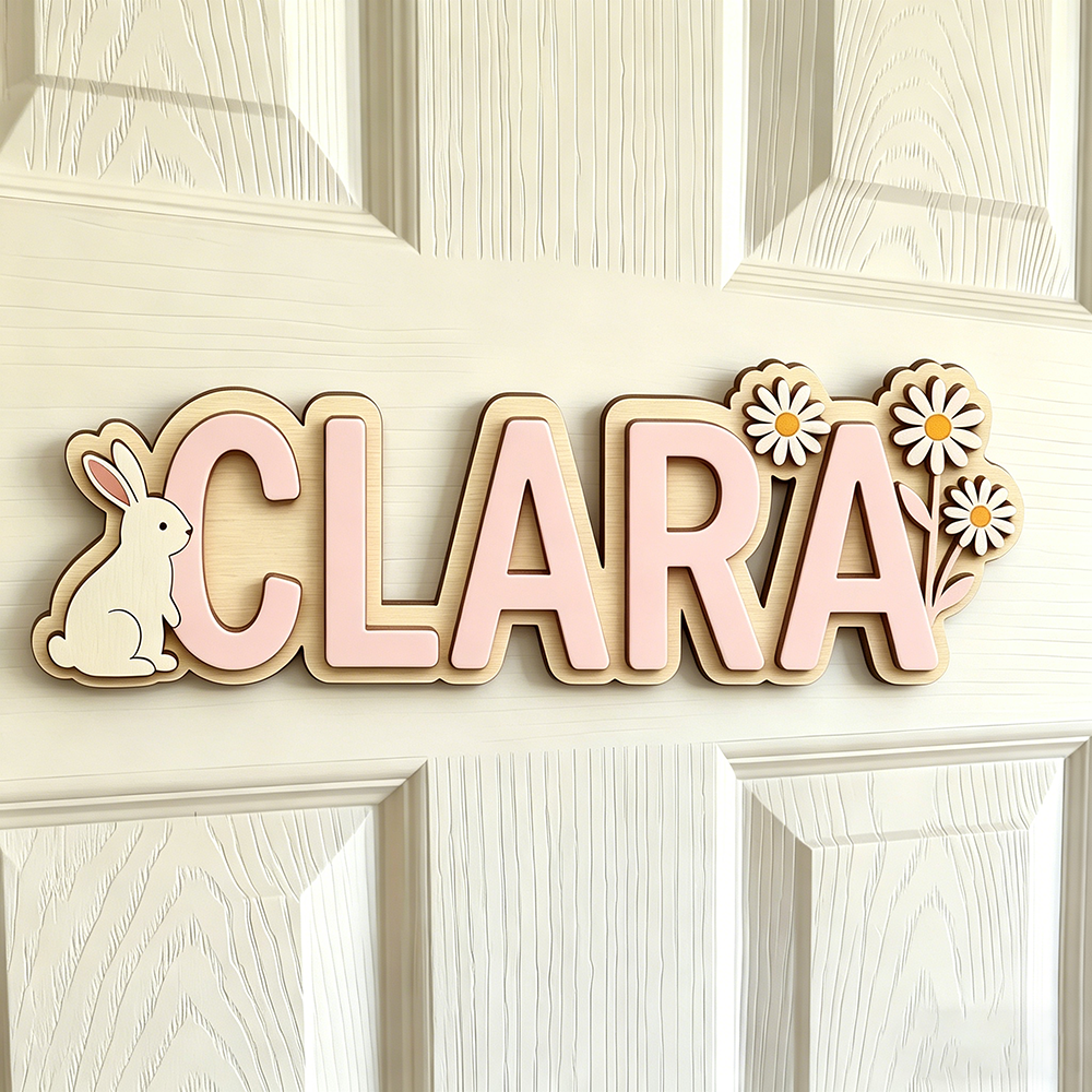 Custom Bunny & Daisy Kids Name – Baby Nursery Kids Bewertung und Preis