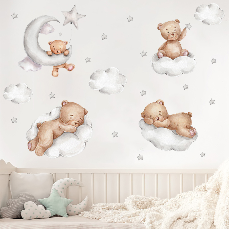 Kawaii Bear Star Wall Stickers – Baby Nursery Wallpaper Girl Bewertung und Preis