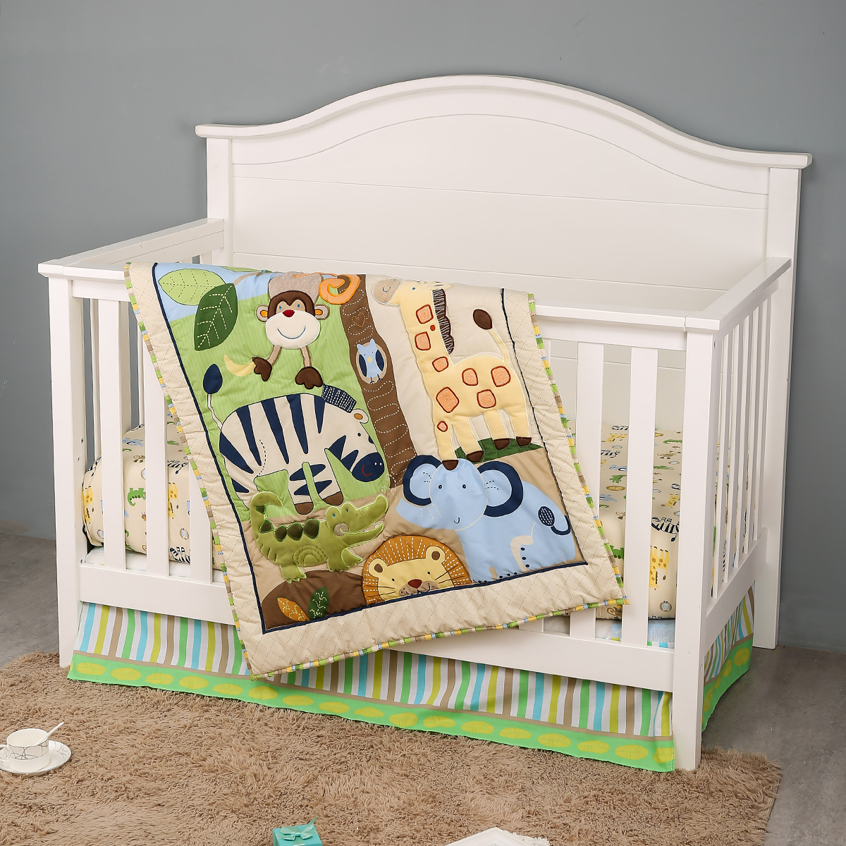 3Pcs Embroidered baby crib bed – Baby Nursery Quilts Bewertung und Preis