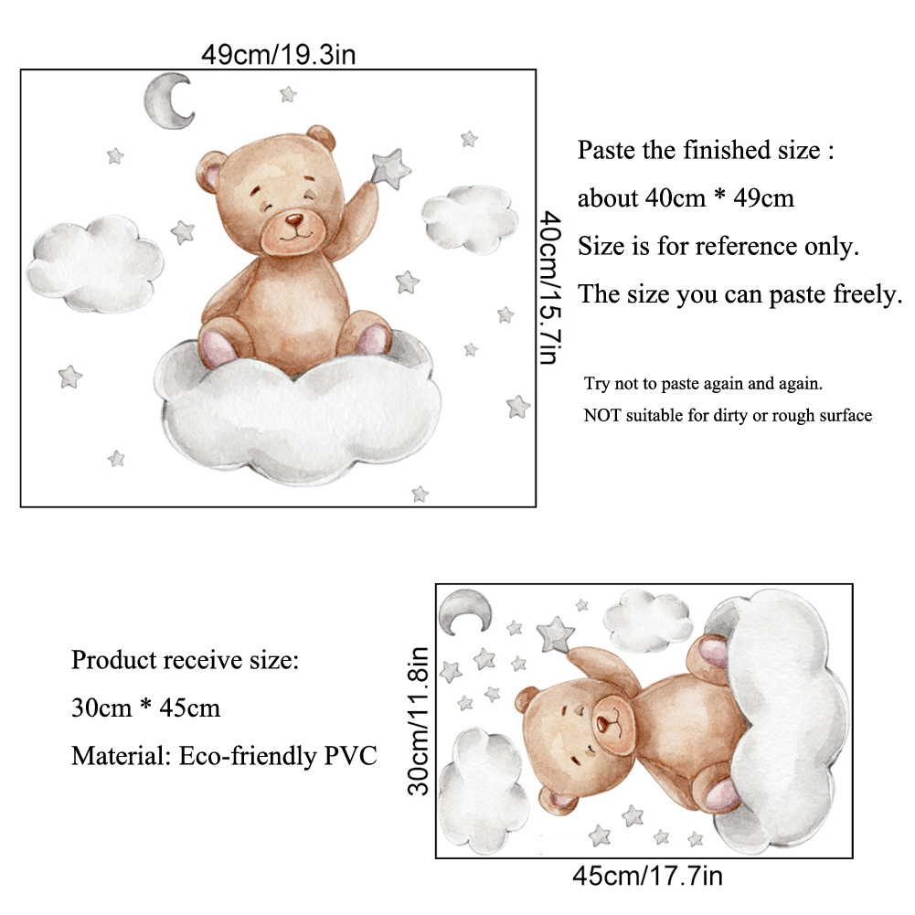 Bear Moon Clouds Stars Wall St – Baby Nursery Wall Mural Bewertung und Preis