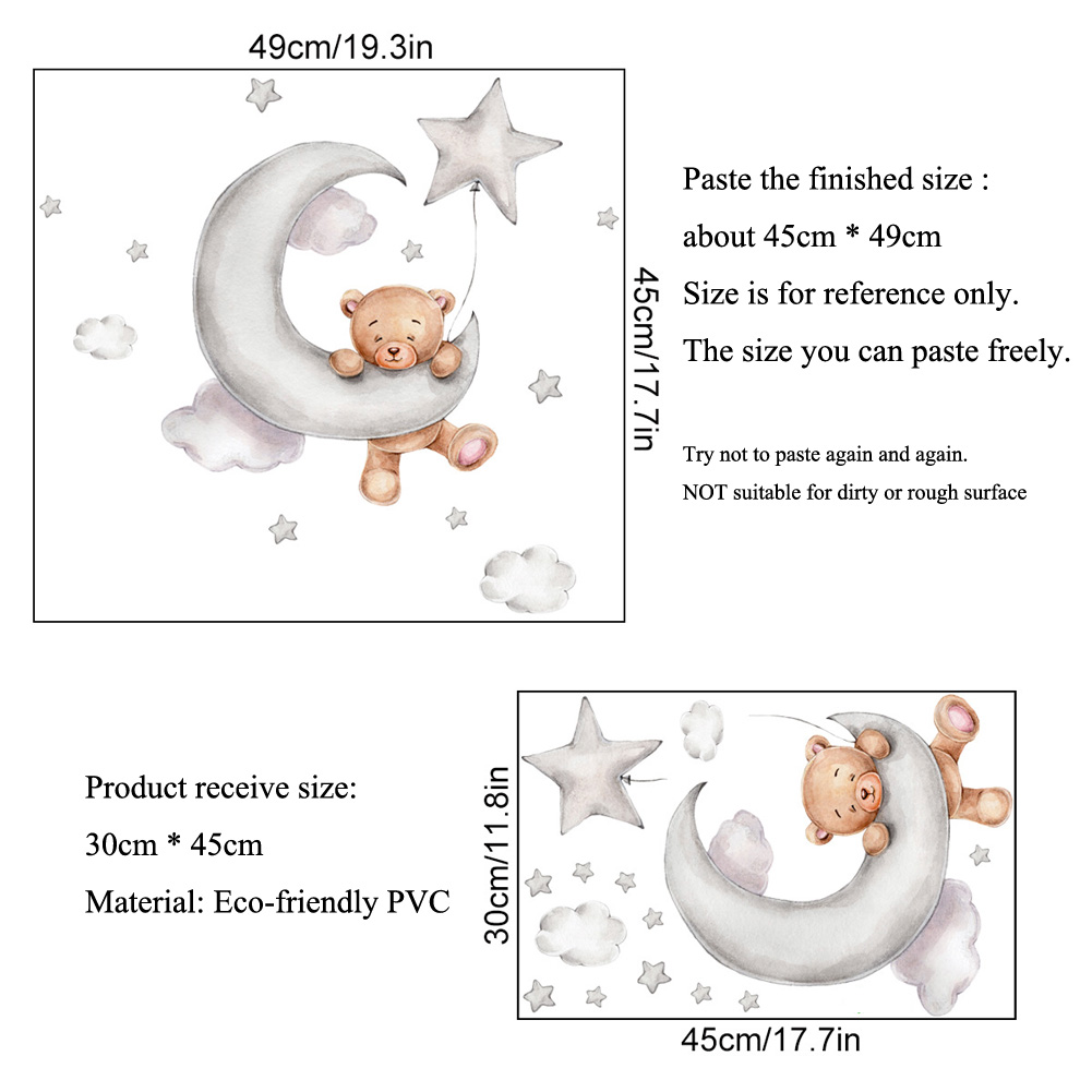 Bear Moon Clouds Stars Wall St – Baby Nursery Wall Mural Bewertung und Preis