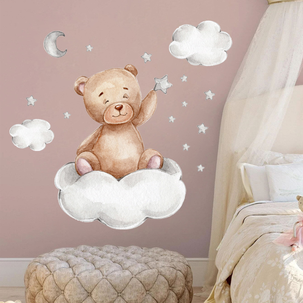 Bear Moon Clouds Stars Wall St – Baby Nursery Wall Mural Bewertung und Preis